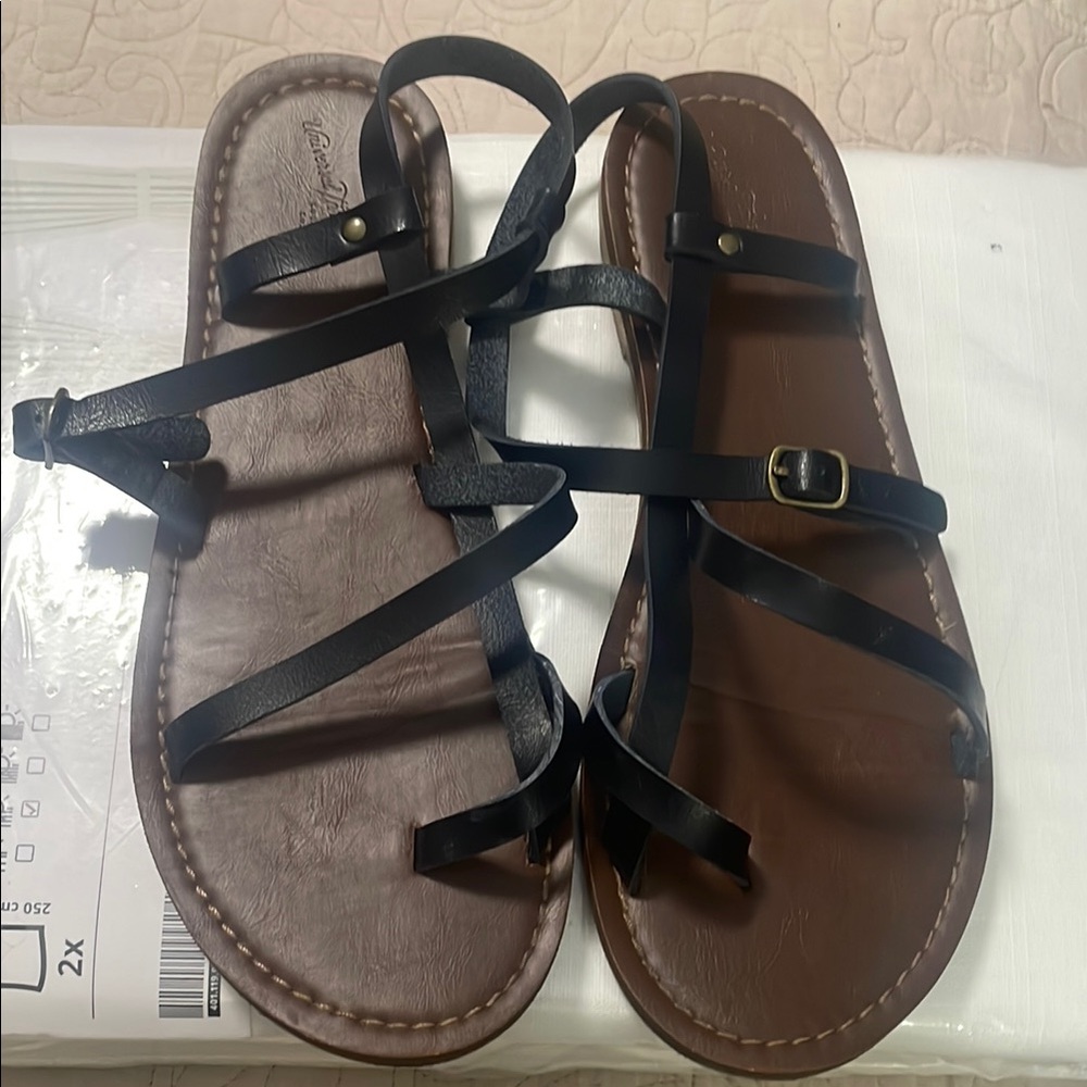 Black Leather Strappy Sandals